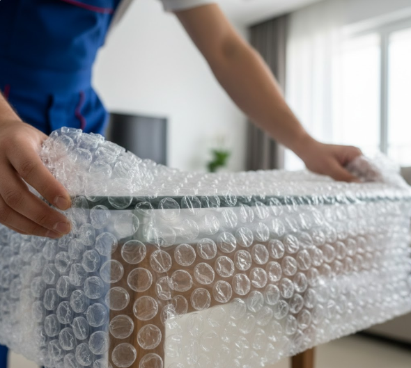 تغليف الأثاث الحساس لنقل اثاث بالكويت من شركة نقل عفش بالكويت